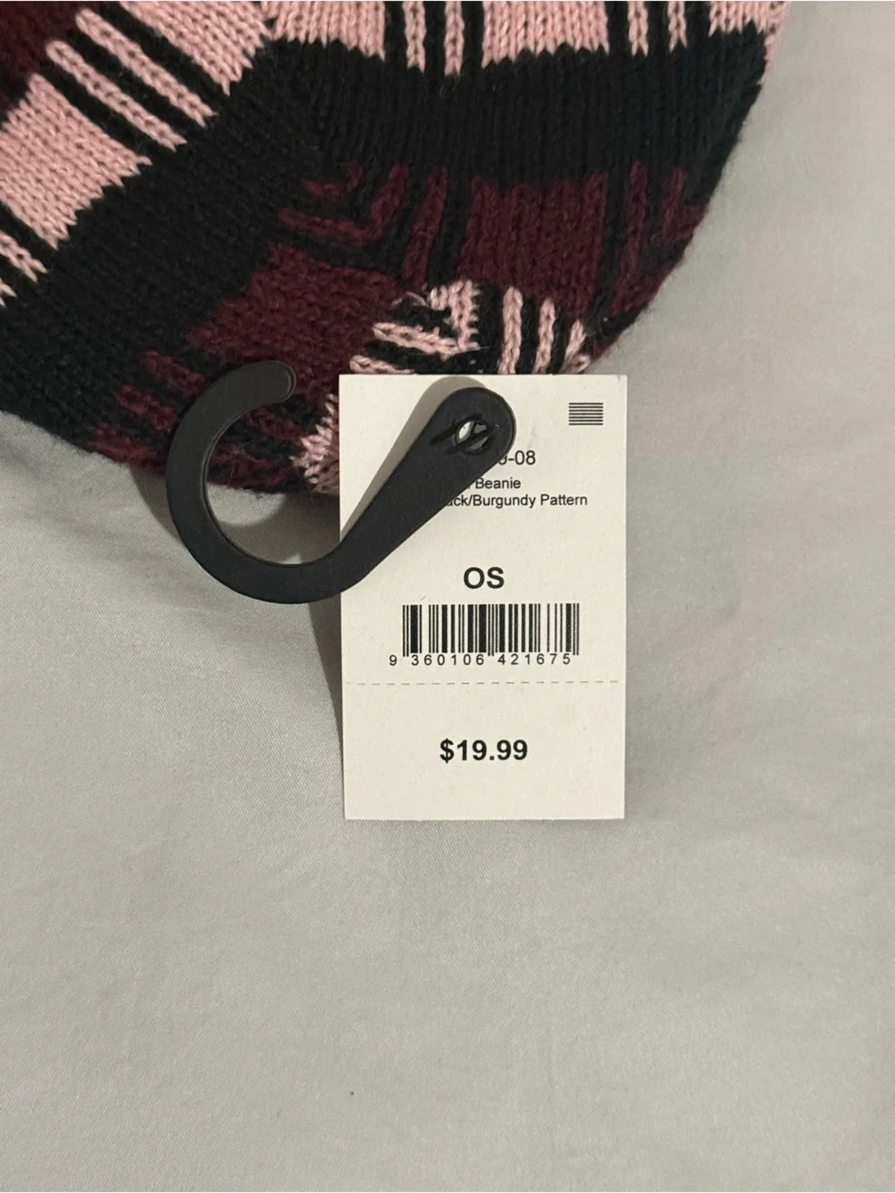 Striped Knit Beanie Hat - Pink & Burgundy (NWT)